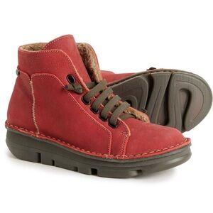 On Foot red newbuck suede leather water repellent orthopedic boots